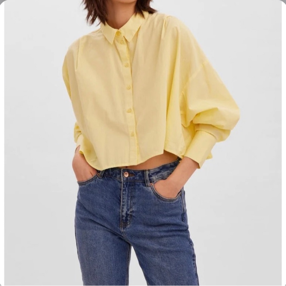 Gittana LS Crop Shirt - Vero Moda yellow size XS